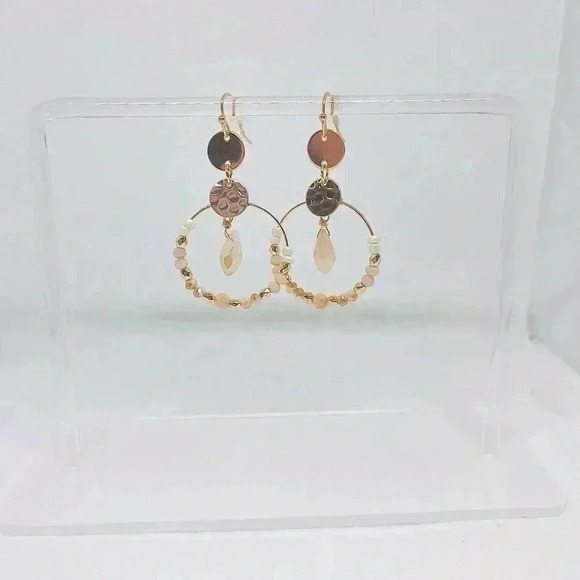 Blush Beige Beaded Earrings - Picture 2 of 4